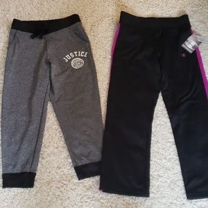 2 pairs girls size 6/7 athletic pants.